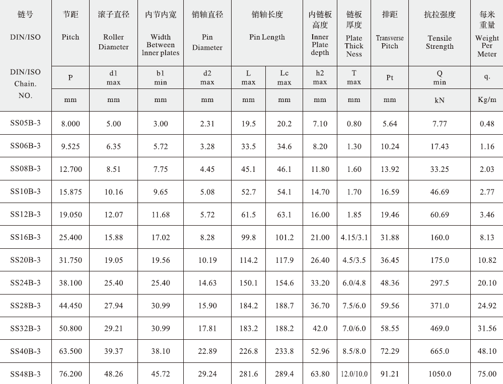 SS32B-3 B Series Stainless Steel Short Pitch Precision Triplex Roller Chain and Sprockets for Restaurant Industries