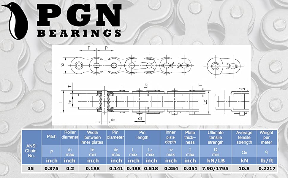 #35 Roller Chain Connecting Link - Carbon Steel Chains for Bycicles, Mini Bikes, Motorcycles, Home and Industrial Machinery