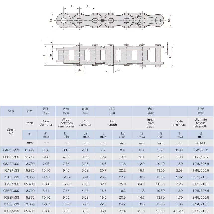 Drive Stainless Steel Engineering Plastic Combination Chain
