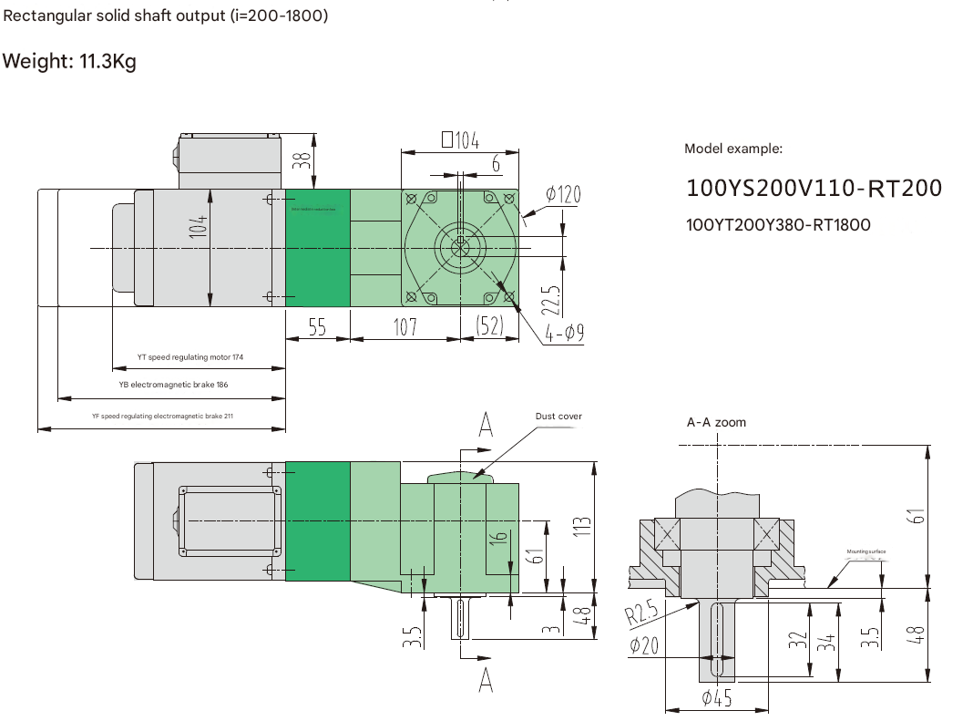 Customized 200W High Efficiency Gear Motor 12V Single and Three Phase Waterproof with Reducer Shaft Direct Manufacturer