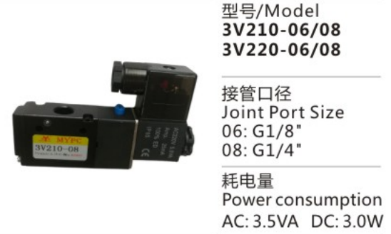 Custom High Quality 3V200 Series 3V220-06/08 Pneumatic Control Solenoid Valve for sale