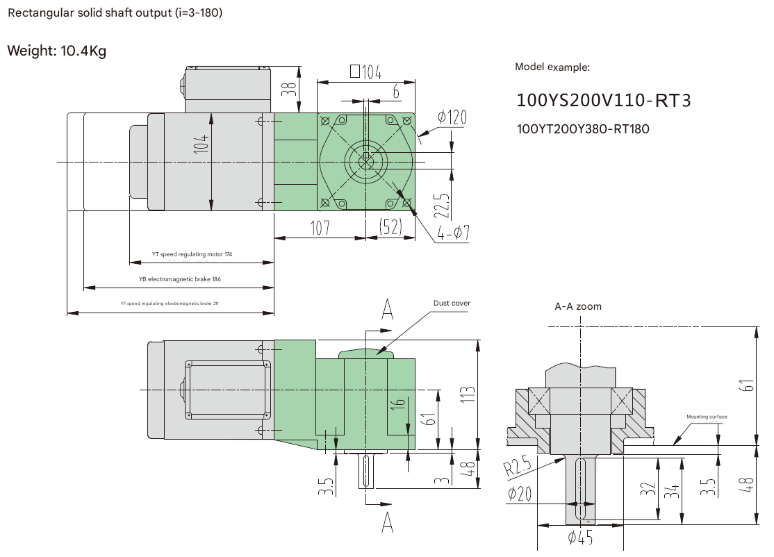 Customized 200W High Efficiency Gear Motor 12V Single and Three Phase Waterproof with Reducer Shaft Direct Manufacturer