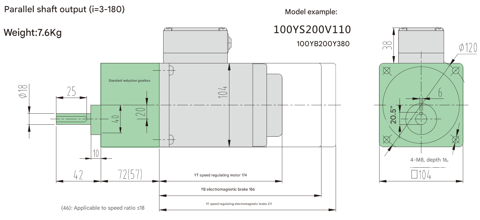 Customized 200W High Efficiency Gear Motor 12V Single and Three Phase Waterproof with Reducer Shaft Direct Manufacturer