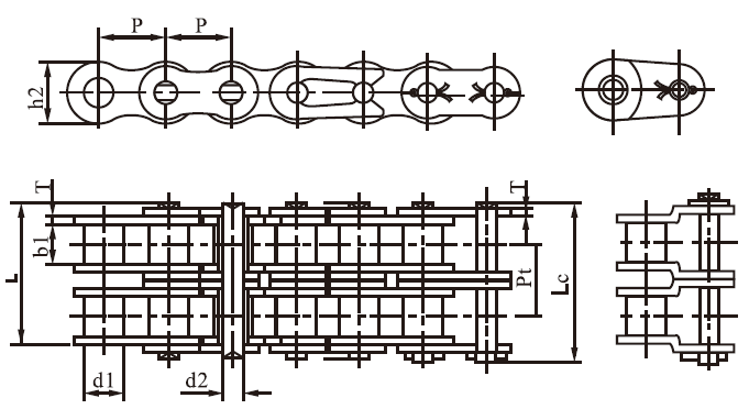 SS10B-2 B Series Stainless Steel Short Pitch Precision Duplex Roller Chain and Sprockets for Restaurant Industries