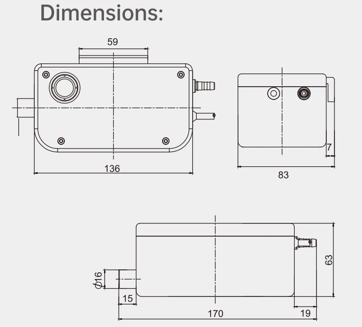 Simple Installation 200ml Wall-Mounted Condensate Pump Built-in Safety Switch PC-50A Electric Power 3 Inlets Option for Home Use