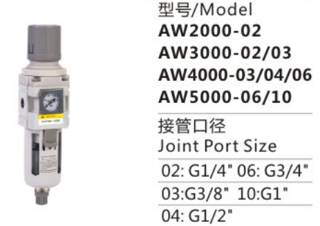 AC Series AW2002-02 Air Source Treatment Unit Filter Pressure Regulator for Compressed Air System