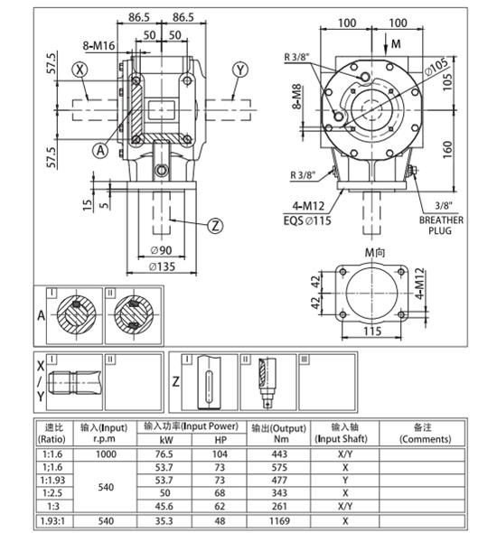 Agricultural Gearbox for Flail Mower PTO Drive Shaft Steel Straight Spline Drive Gear High Precision OEM