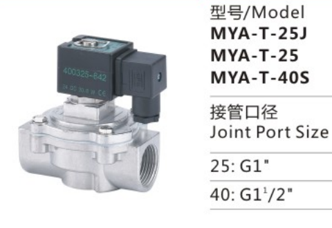 High Quality MYA-T-25J Stainless Steel Medium-Pressure Electromagnetic Pulse Valve MYA Series-Wholesale Pneumatic Parts