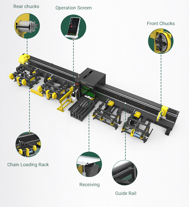 EP 45 Degrees Pipe Laser Cutting Machine 450mm Big Diameter SS304 Iron Tube Fiber Laser Cutter  for Steel Structure