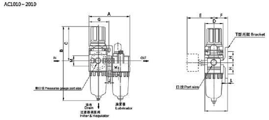 AC Series AC2010-02 Two Union Air Source Treatment Unit Pneumatic Parts for Compressed Air System