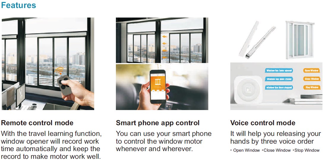 Automatic Electric Voice Control Mode App Control Slide Window Opener with Insert Remote Controller