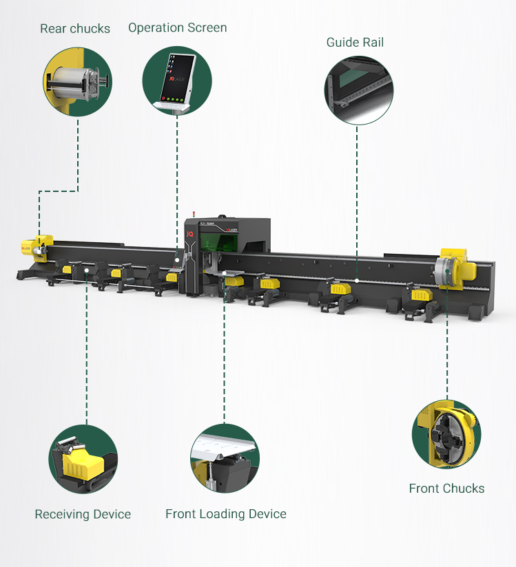 EP 6000W CNC Laser Pipe Cutting Machine Big Diameter Three-Chuck 3D Automatic Stainless Steel Tube Laser Cutter 3D AI Gear