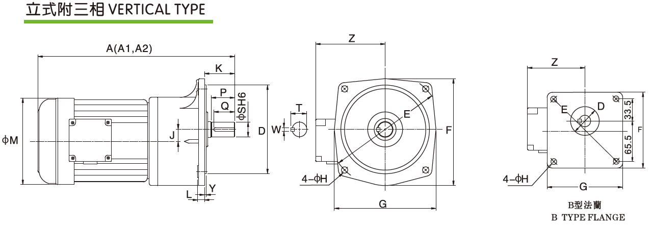 IP55~IP65 Vertical/Horizontal Type AC Electrical Motor 3-Phase Brake Motor With Aluminum/Steel Plate