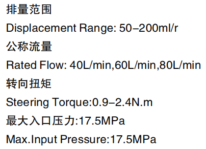 BPBS5+VLSA40.60.80 Series Max.Input Pressure 17.5MPa Hydraulic Steering Units With Priority Valve for Sale
