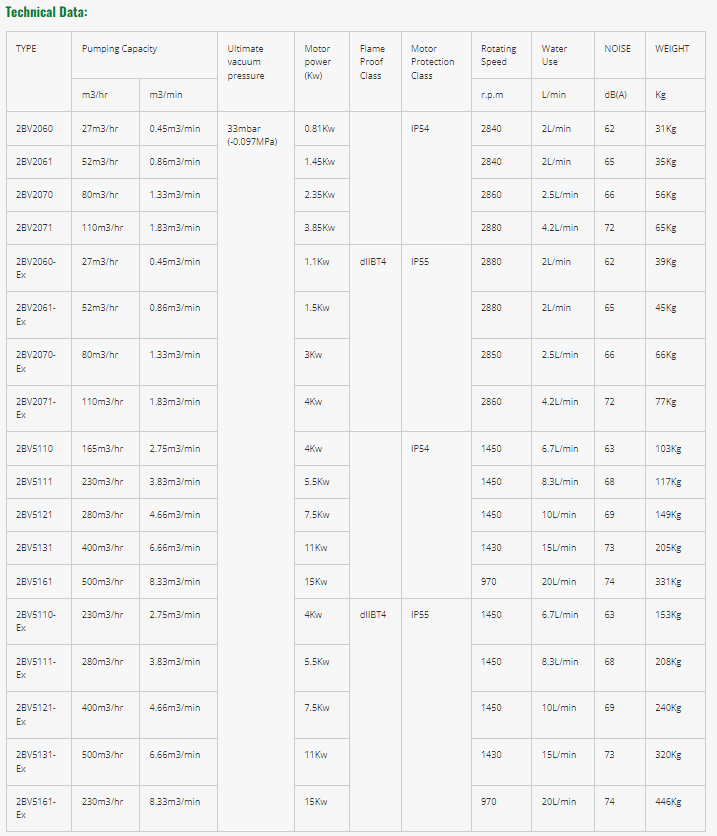 Professional 2bv Series Stainless Steel Single Stage Water Ring Vacuum Pumps with Low Price
