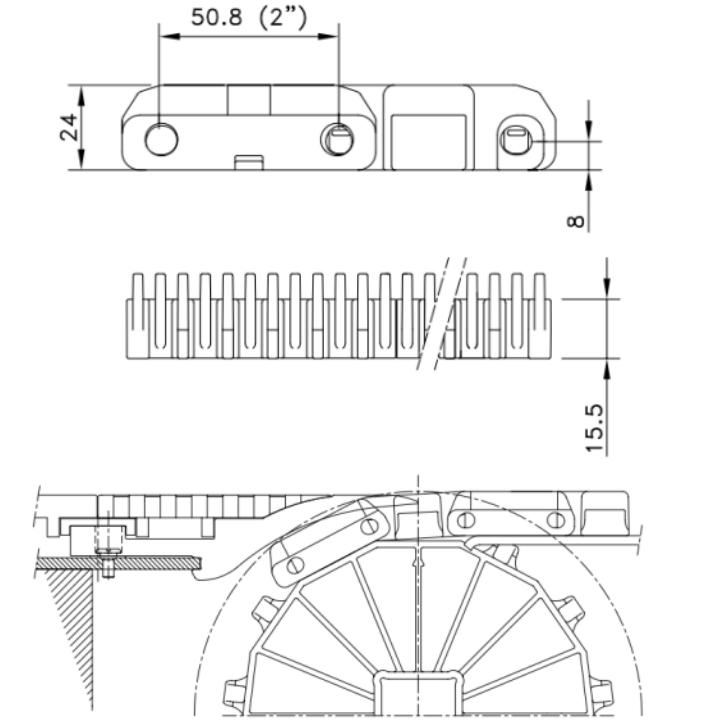 2000 Series Super Straight Run Rib Conveyor Chain Belt