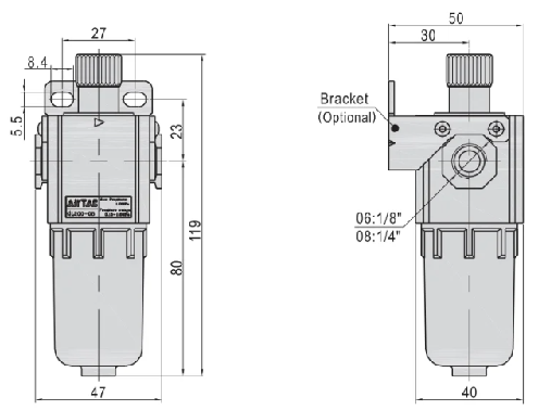 G Series GL200-06/08 Low flow fog Air Source Treatment Unit air drying Filter Pressure Regulator for Compressed Air System
