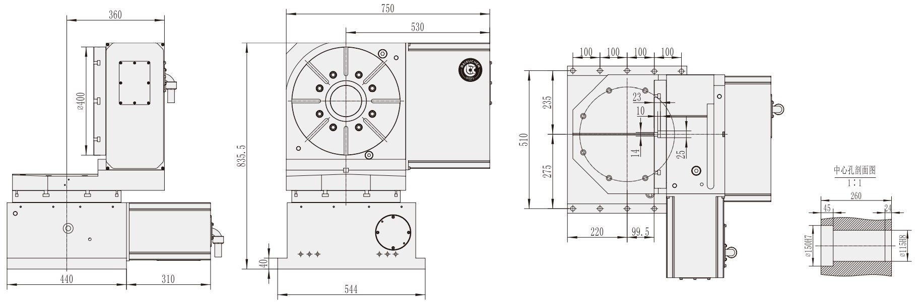 WT5S-H400 CNC Machining Center Parts New Condition CNC Turntable Rotary Table With Gear Core Components for CNC Machinery