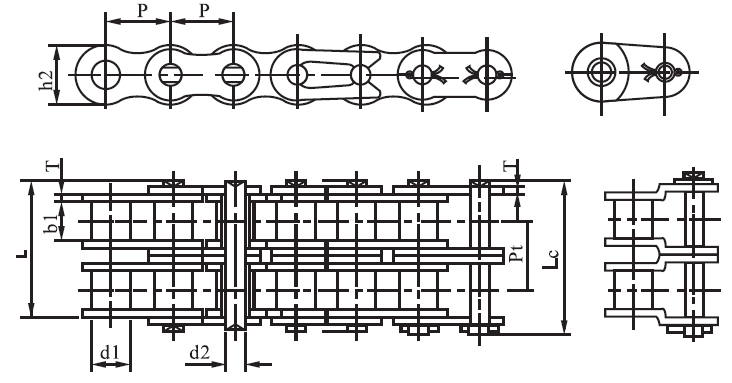 SS32A-2 a Series Stainless Steel Short 50.8mm Pitch Precision Duplex Roller Chain and Sprockets for Restaurant Industries