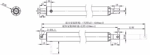 TA-01-30 Pen Type 600mm 12v 24v Electric Push Rod Linear Actuator