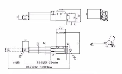 TD-04B Linear Actuator Electric Push Rod With Hand Operated