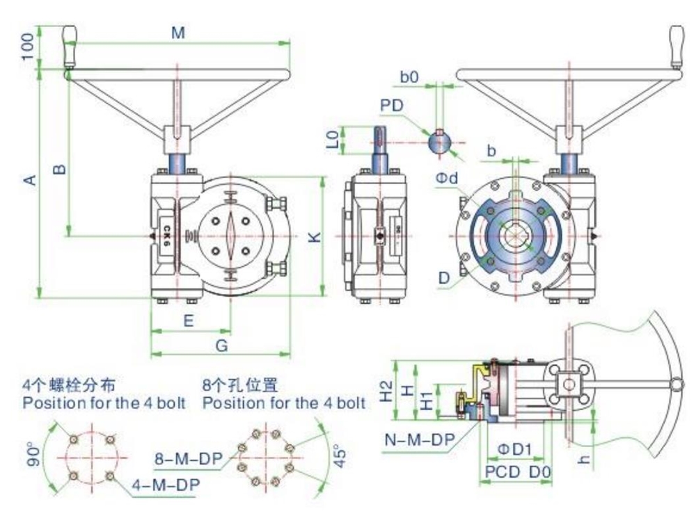 Professional Electric Hydraulic Worm Gear Unit Ball Plug Valve Operator Actuator Gearbox for Wholesales