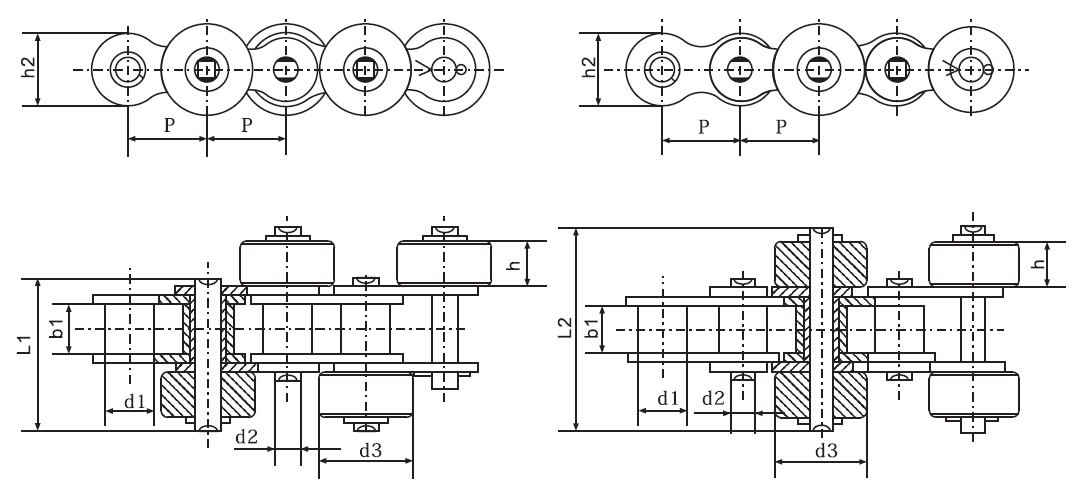 SSSR100 Stainless Steel Short Pitch Roller Conveyor Chain with Side Mounted Large Roller and Sprockets in Steel