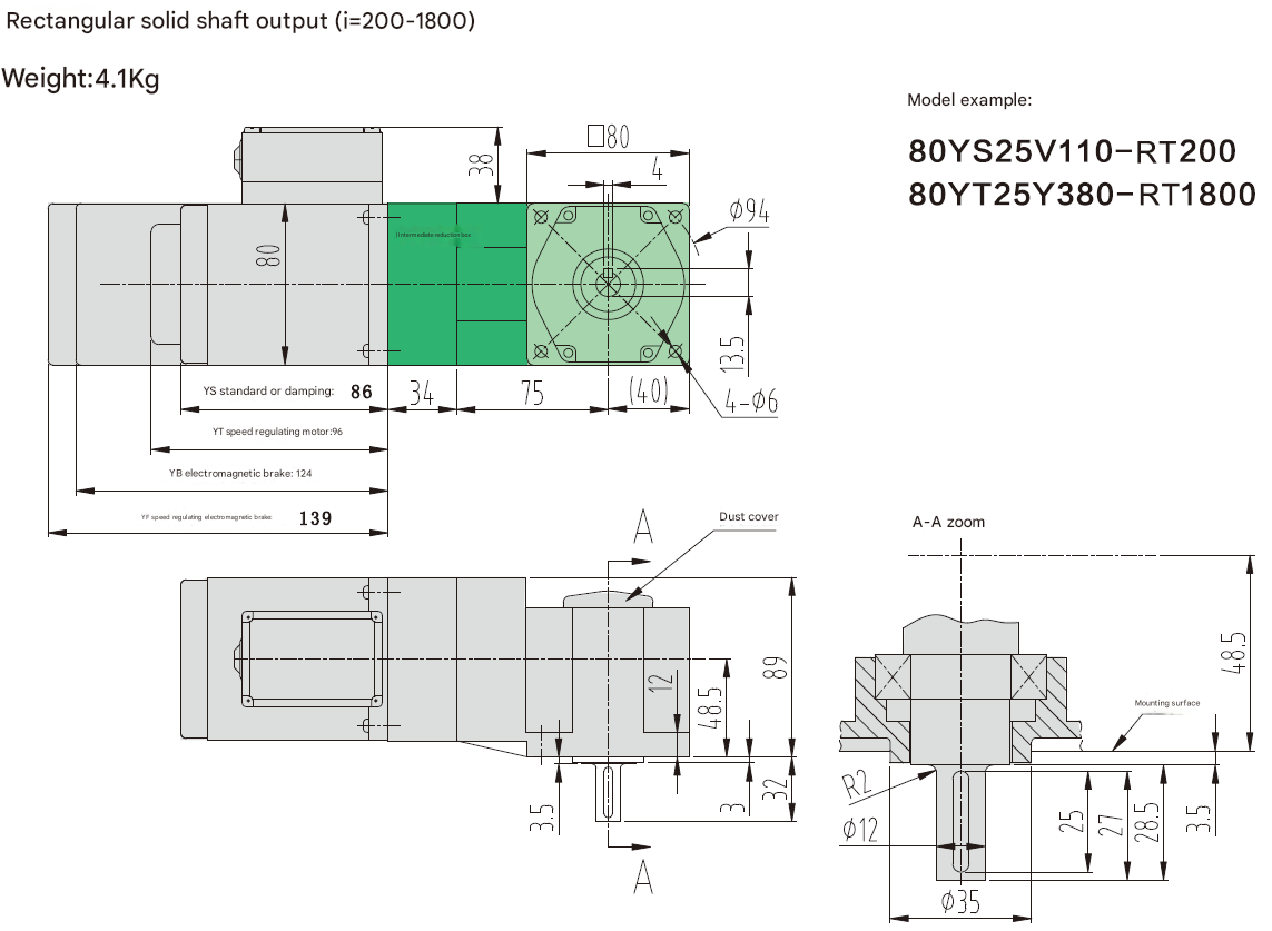 Three Phase Small Speed Reduction Motor Milling Key Shaft Micro Gear Reduction Motor