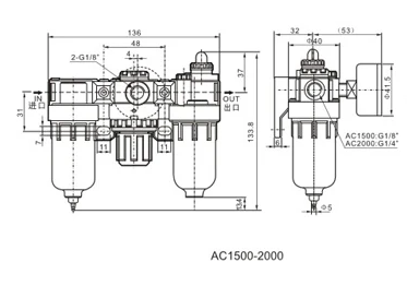 AC Series Air Filter Combination AC1500/2000 Three Union Air Source Treatment Unit Air Source Processor