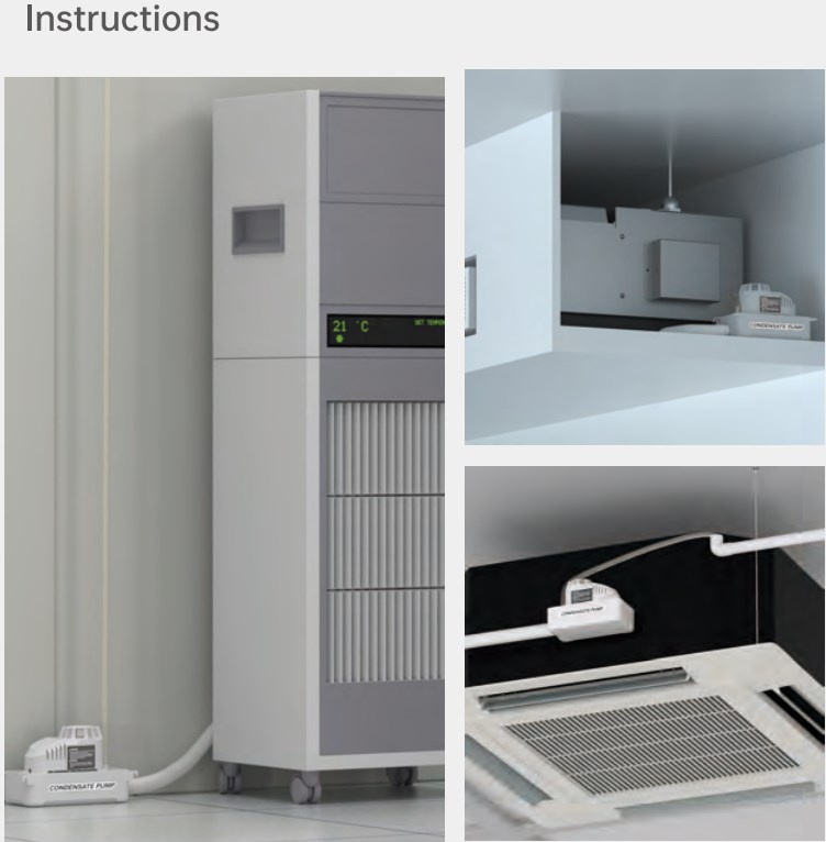 1L 15W PC-250A Condensate Tank Pump Splash-Proof and Dust-Proof Design for Home Air Conditioning Electric Power Source