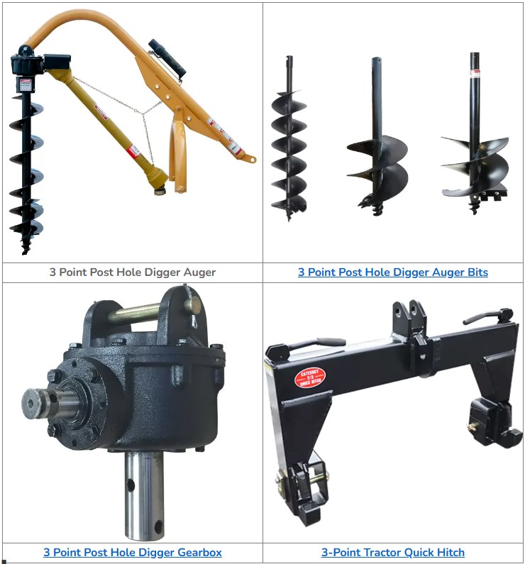 Heavy Duty 3-Point Post Hole Digger Model 1000 Tool for Cat 1 & 2 Tractors