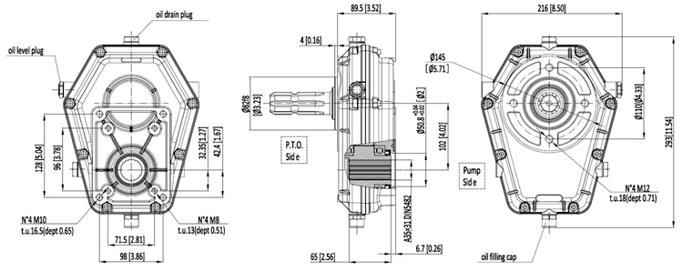 KM7004 Series Tractor Hydraulic Pump PTO Speed Increaser Aluminium Pto Multipliter Gearbox