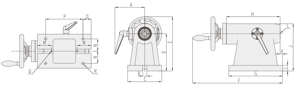 Manual Thimble Tailstock Dimensional Drawing Cnc Machining Center Accessories Products