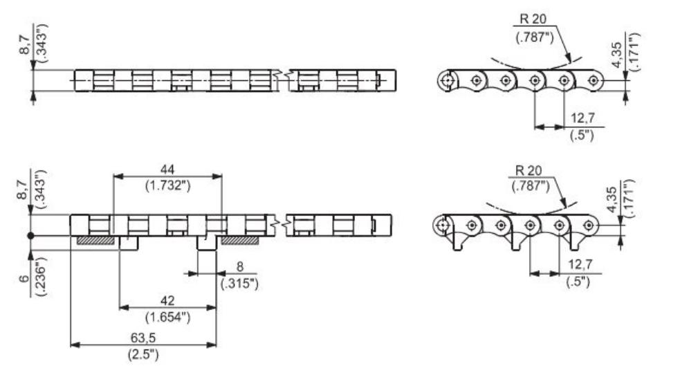 610 Series Roller Straight Run Belt Chain Mesh