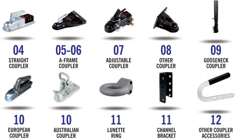 1BJY-A05 New Australian Coupler Equipped 3500KG Capacity Trailer Parts and Accessories with 50mm Ball Size