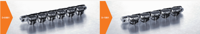 08B1GC-D Stainless Steel D-Type Clamp Roller Chain for Film Label Conveying with Extra Plastic Transmission Chains Product