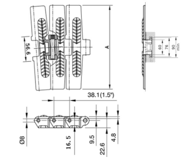 823 Sideflex Run Single Hinge Chain Hook Foot Curve Top Rubber Chain