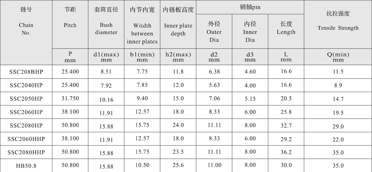 SSC2060HHP Stainless Steel Transmission Chains Hollow Pin and Sprockets for Restaurant Industries