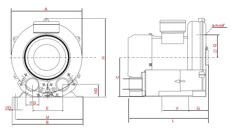 Hc-90b Aluminum Alloy Original Oil Free Ring Air Blower Vortex Gas Pump for Aquaculture Water Treatment