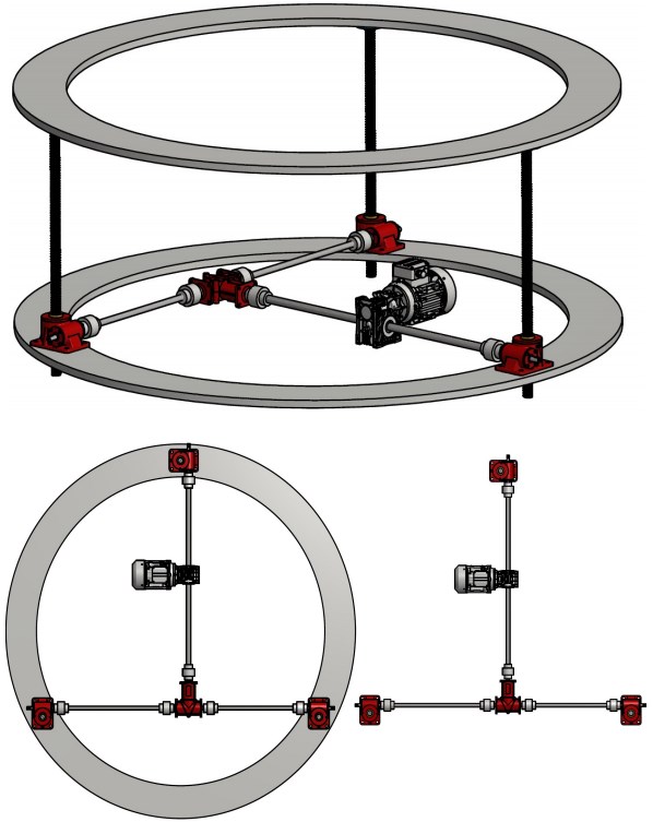 PG20-P3-F3-T-C-X-1500 Flange End Worm Gear Screw Jack with High Ratio for Platform Solar Energy Panels Lifting ODM Customizable