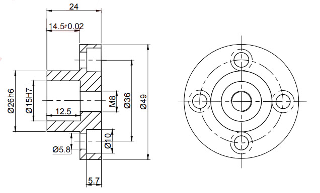 High Precision Linear Guide Mounting Flange KSP15 for V Bars Size 15 CNC Automation Guideway System, Industrial Grade