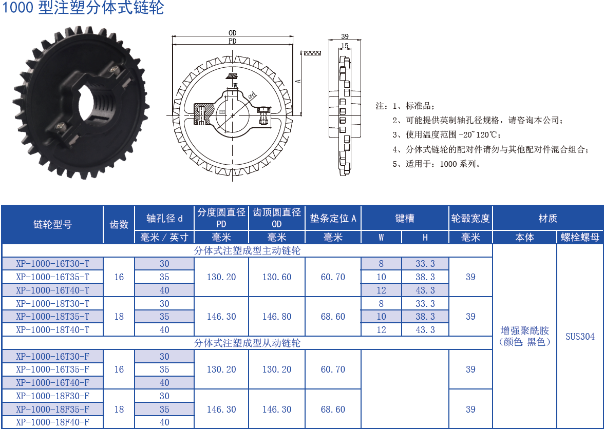 1000 Series 25.4mm Pitch Surface Hollowing Plastic Chain for Sale