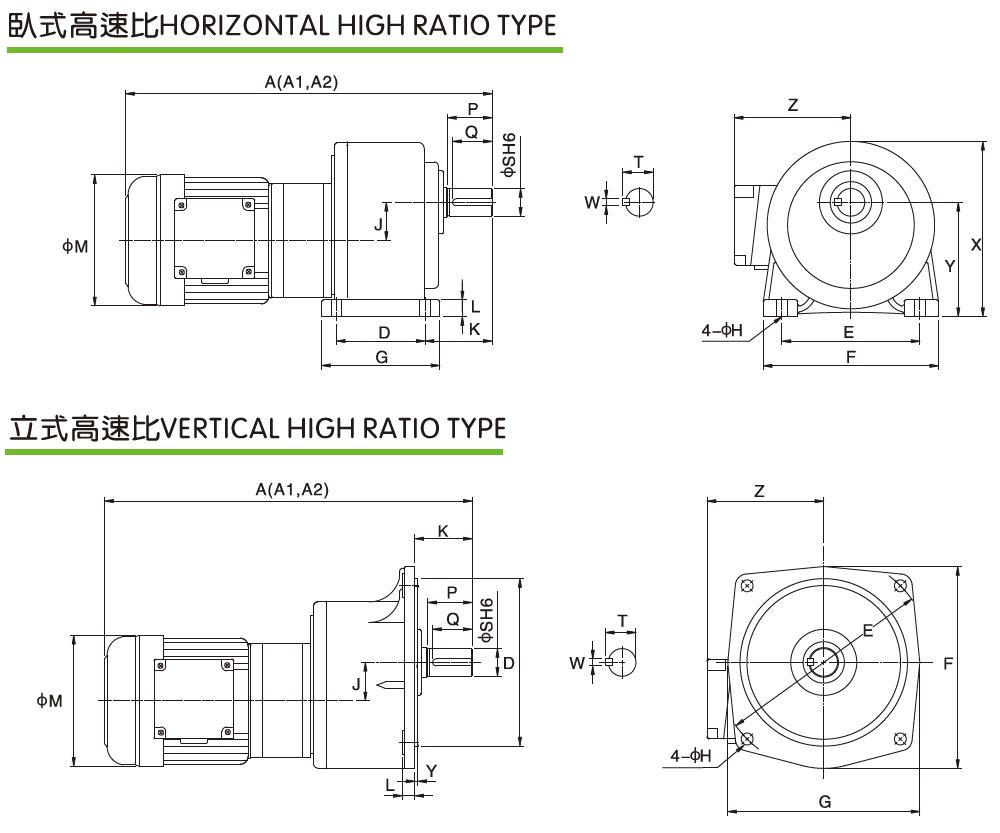 AC Electric Motor High Ratio Light Duty Vertical/Horizontal 3-Phase Brake Motor With Aluminum/Steel Plate