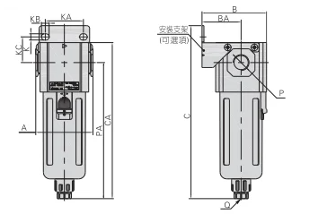 G Series GF200-08/10/15 Air Source Treatment Unit air drying Filter Pressure Regulator for Compressed Air System