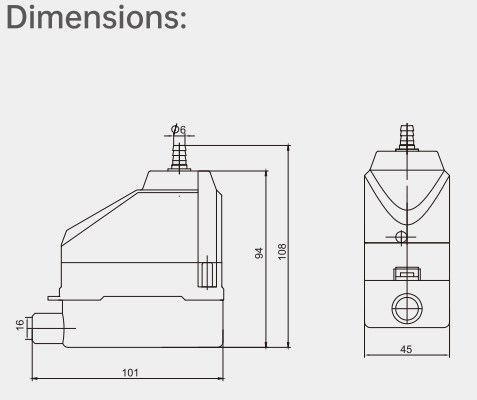 55ml Built-in Safety Switch PC-12C PC-36C Corner Condensate Pump