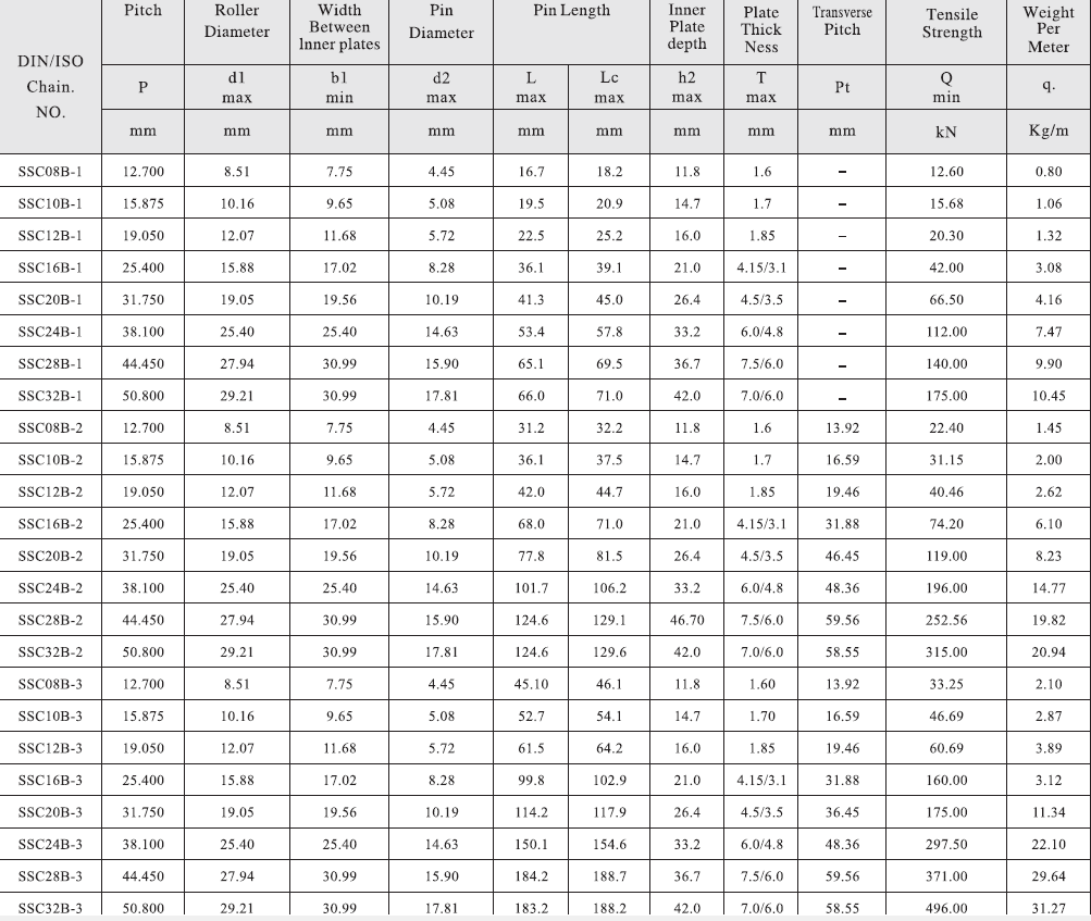 B Series SSC28B-2 Stainless Steel Short Pitch Precision Roller Chain with Straight Plate Sprockets for Restaurant Industries