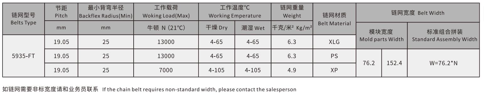 5935 Series Plastic Flat Top Chain Mesh Belt Straight Run Leaf Chain Type