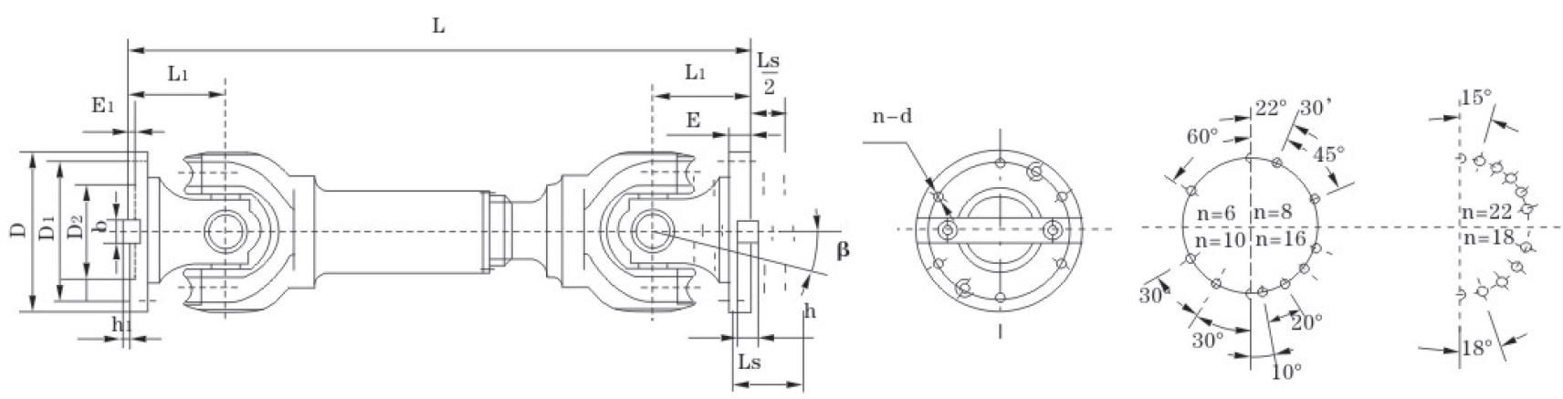 High Reliability Cardan Shafts Roller Bearings Universal Coupling Telescopic Short Flex Type Universal Joint Coupling