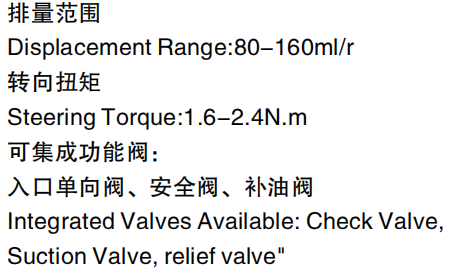 BPBS2+SC4 Series Steering Torque 1.6-2.4N.m Hydraulic Steering Units With  Steering Column for Sale