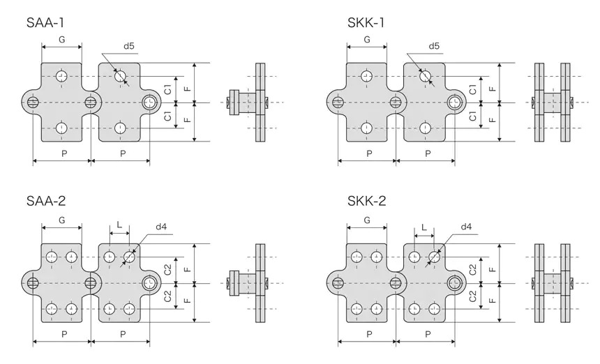 Transmission Stainless Steel Double Pitch Conveyor Chain With Attachments